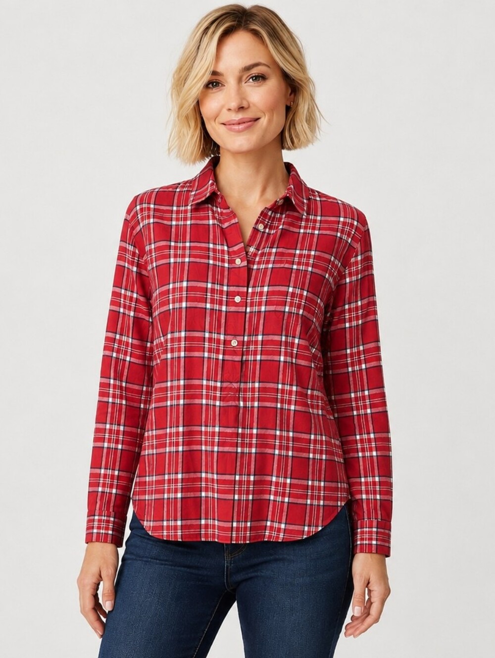 Tommy Hilfiger Red Plaid Popover Shirt – Size Large NWOT
